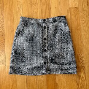 Loft Tweed Winter Skirt Size 8 Gray/Black
